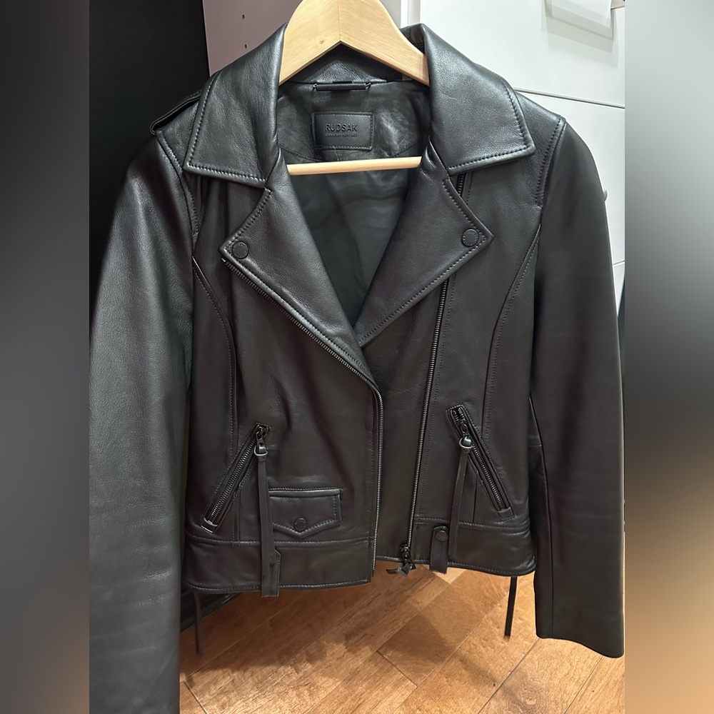 RUDSAK Women's Dark Leather Biker Jacket